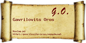 Gavrilovits Oros névjegykártya